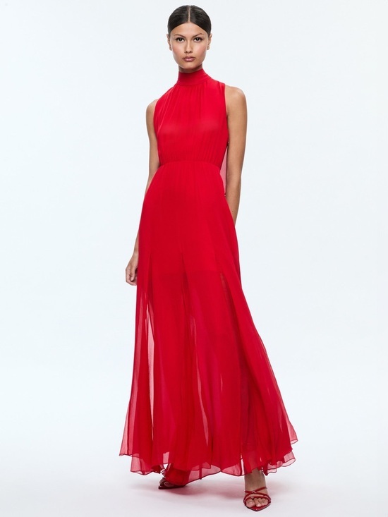Alice + Olivia Dita Cowl Back Godet Maxi Dress Size 10